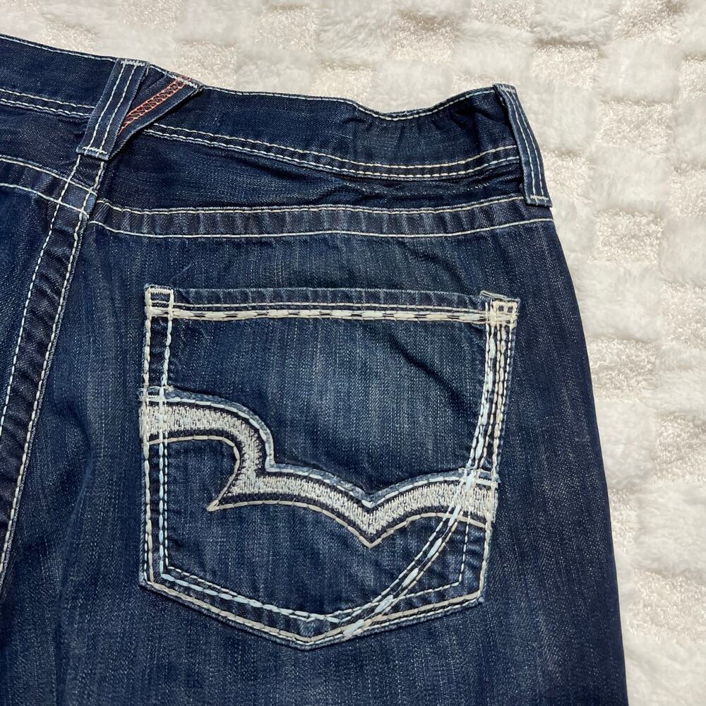 Big Star Union Straight Leg Jeans Mens 38x32 Dark Wash Contrast Stitch Denim - Picture 10 of 13
